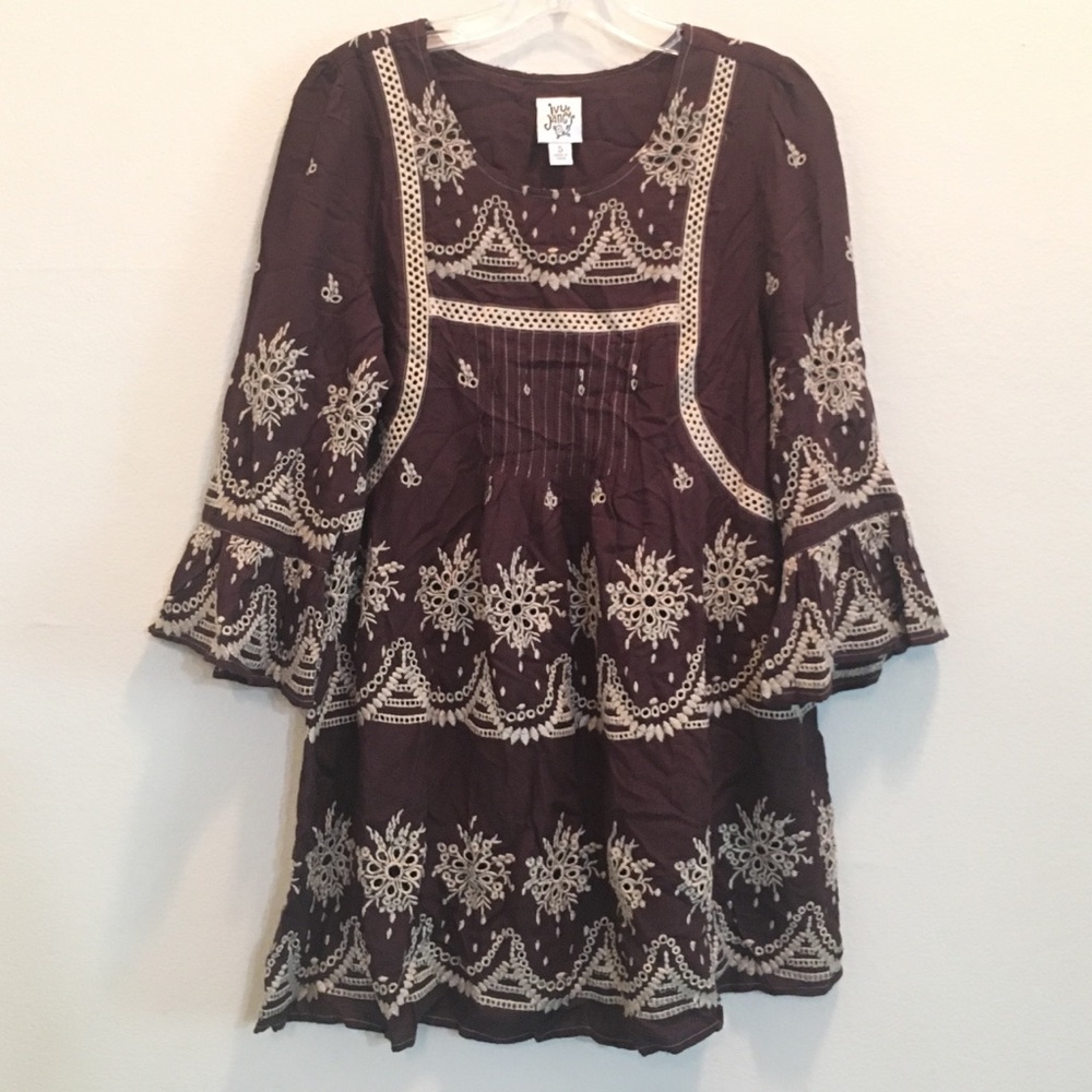 Ivy Jane Brown Embroidered Boho Tunic Blouse